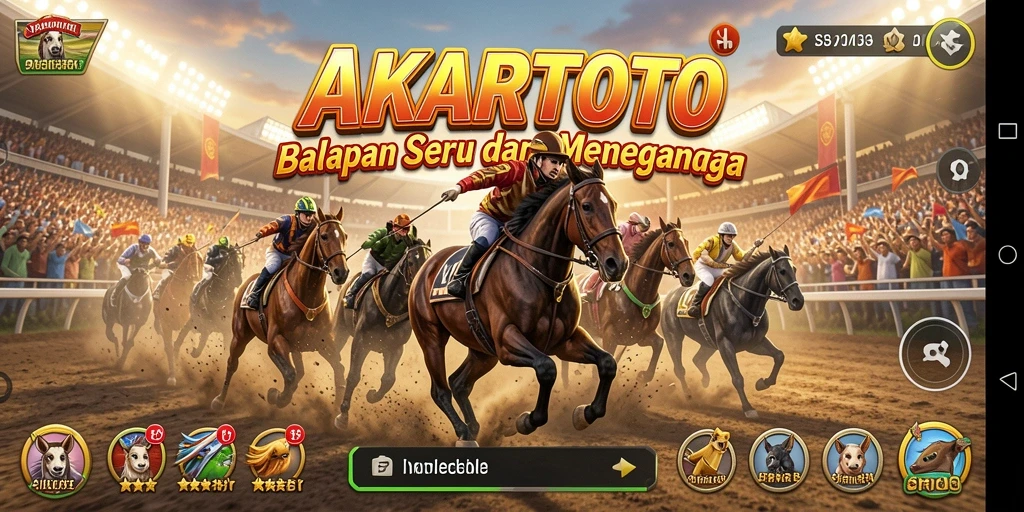 Screenshot gameplay AKARTOTO yang menampilkan balapan seru dan menegangkan.