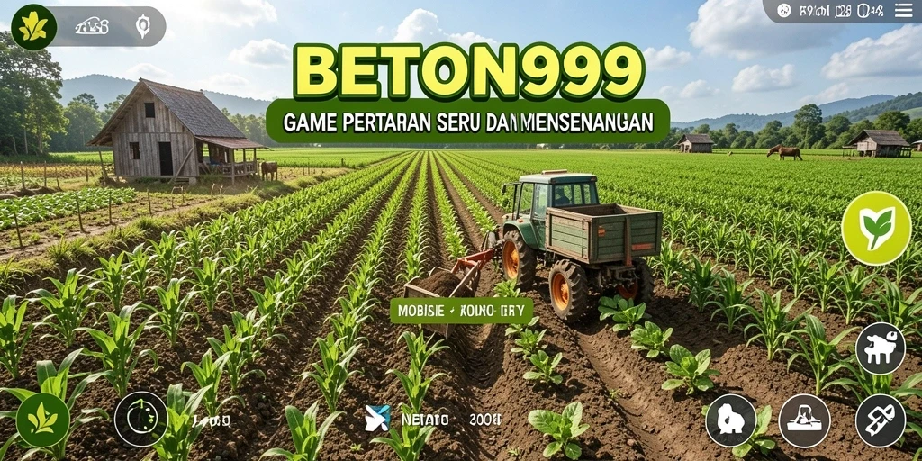 Tampilan gameplay BETON999 dengan ladang pertanian yang subur