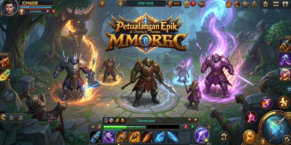 Tampilan gameplay epik dalam IDN668, aksi seru dalam dunia MMORPG.