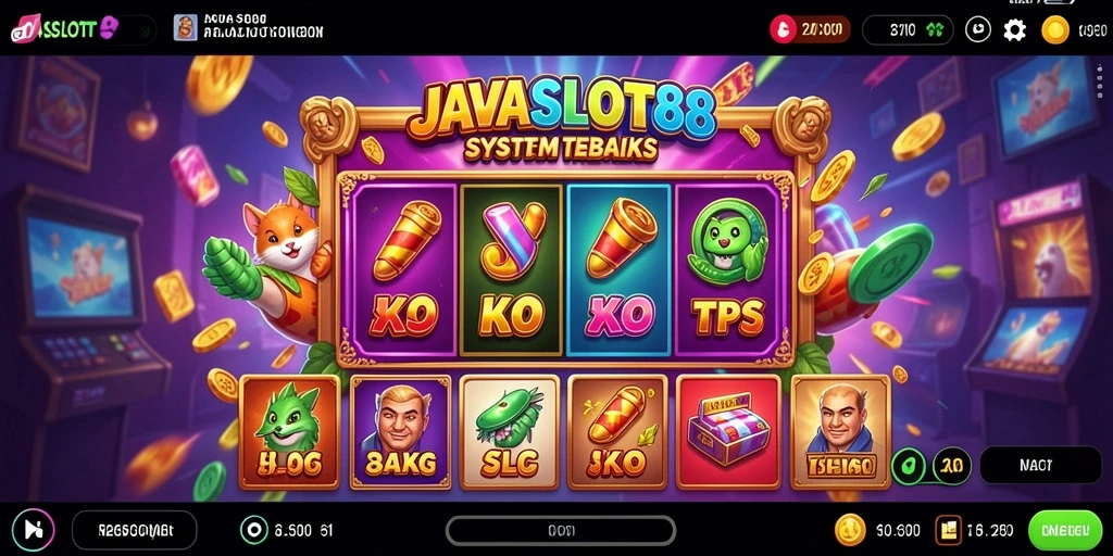 Tampilan gameplay JAVASLOT88 yang menarik dan penuh warna.