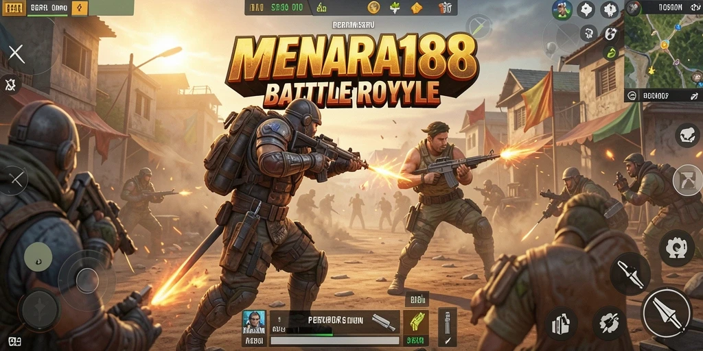 Gameplay intens MENARA188 dalam pertarungan Battle Royale.