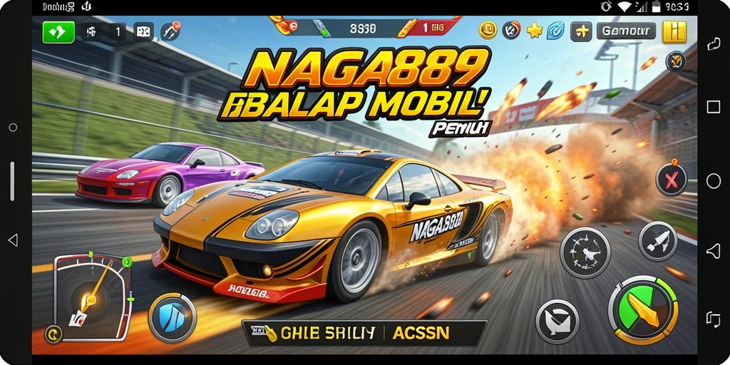 Screenshot gameplay NAGA889 menampilkan momen balapan yang intens dan menegangkan.