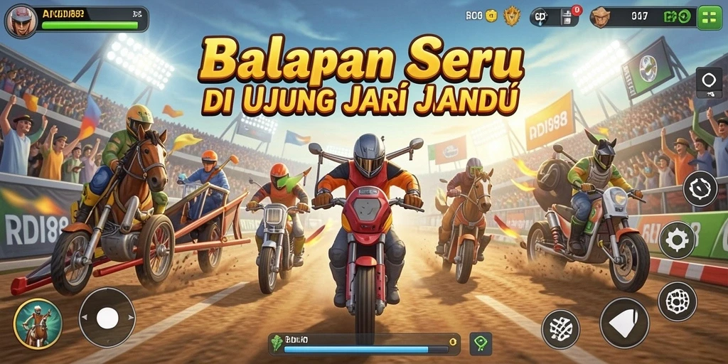 Screenshot gameplay RDI88 menampilkan balapan penuh aksi.