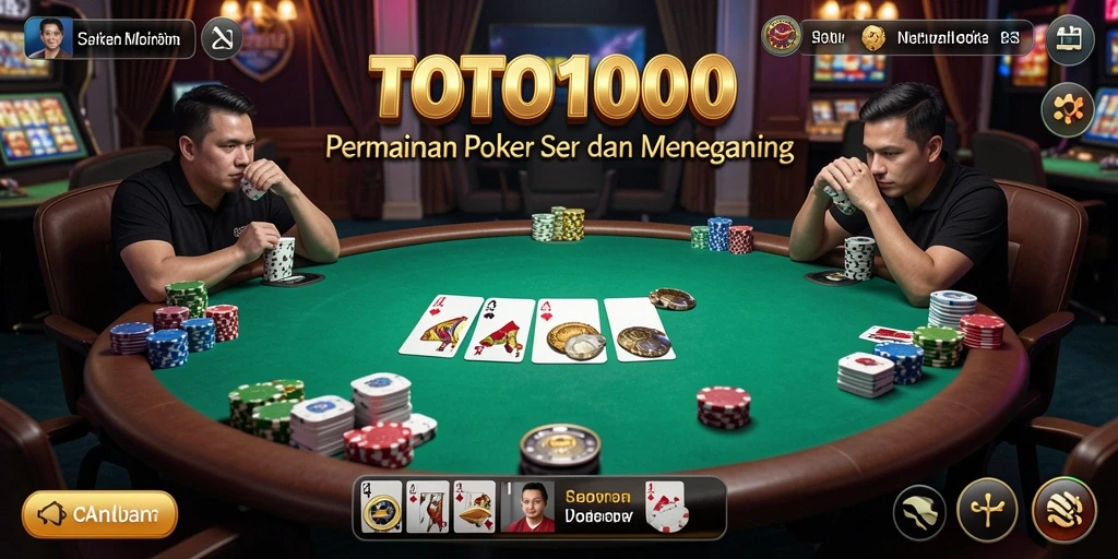 Screenshot gameplay TOTO1000 yang menampilkan suasana Poker yang mendebarkan.